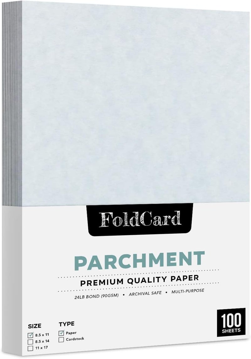 FoldCard Sky Stationery Imitation Parchment Paper – Great for Posters, Bulletins, Certificates, Menus and Invitations | 24lb Bond, 60lb Text, 90gsm | 8.5" x 11" | 100 Sheets per Pack - Image 1